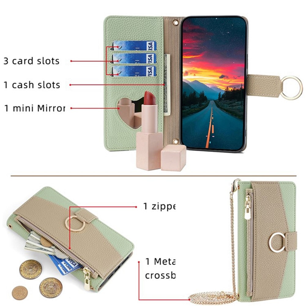 For Samsung Galaxy A03 (166.5mm) Case PU Leather Makeup Mirror Wallet Cover Stand