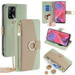 For Oppo F19  /  A74 4G Leather Case Zipper Wallet Phone Bag Cover with Chain Strap