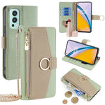 For OnePlus Nord 2 5G Leather Case Phone Bag Cover Wallet Stand with Mirror and Chain Strap