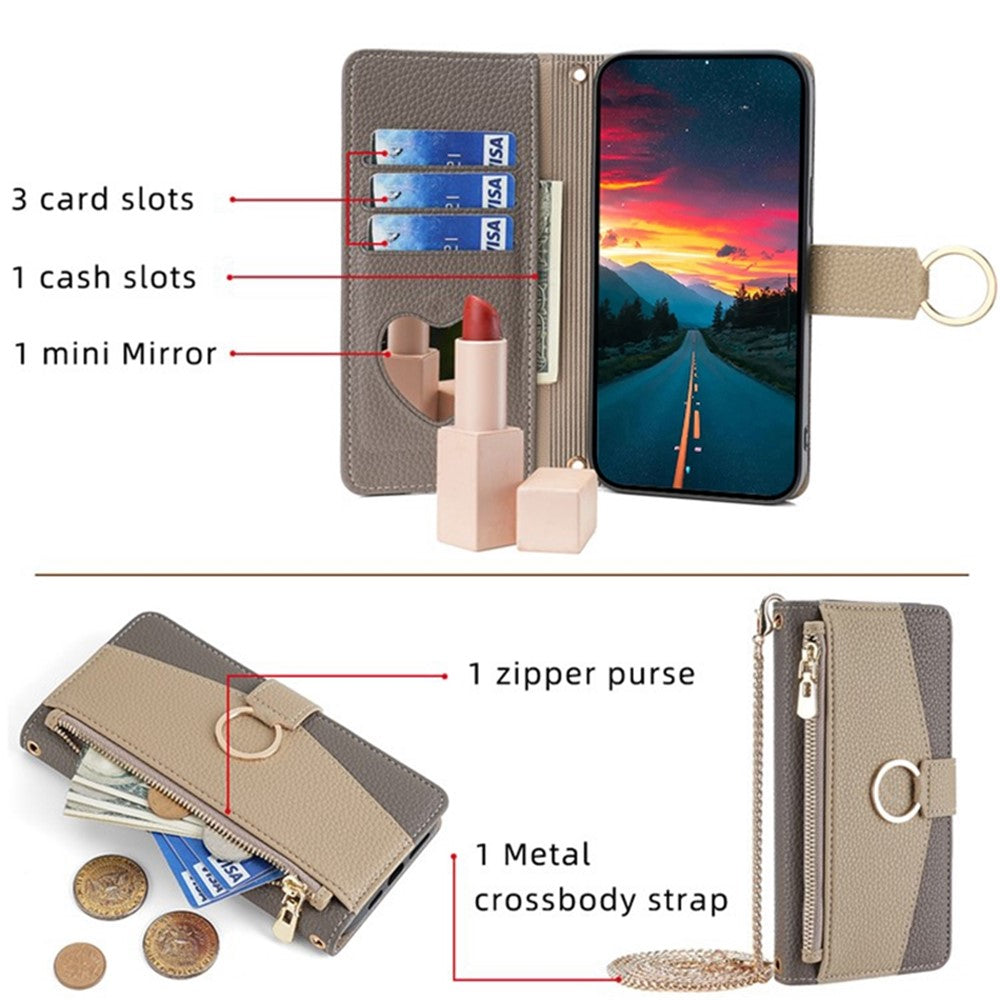 For iPhone 11 Pro Max Case PU Leather Phone Stand Cover Card Bag with Chain Strap
