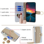 For iPhone XS Max Leather Case Wallet Phone Bag Cover Stand with Chain Strap - Grey