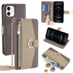 For iPhone 12  /  12 Pro Case Stand with Strap PU Leather Wallet Phone Cover Card Holder