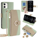 For iPhone 12  /  12 Pro Case Stand with Strap PU Leather Wallet Phone Cover Card Holder