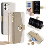 For iPhone 12  /  12 Pro Case Stand with Strap PU Leather Wallet Phone Cover Card Holder