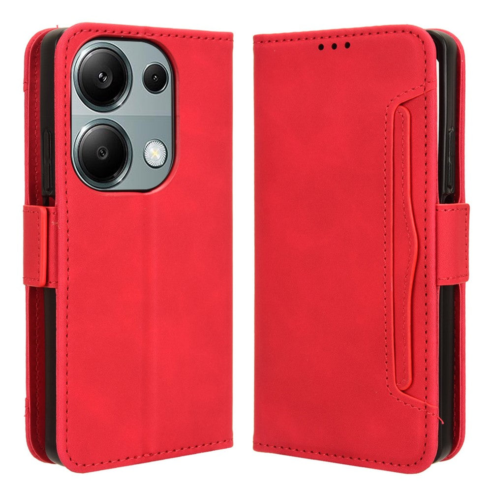 Xiaomi Redmi Note 13 Pro 4G / Poco M6 Pro 4G / Note 14S 4G-skal, läderfodral med flera kortplatser