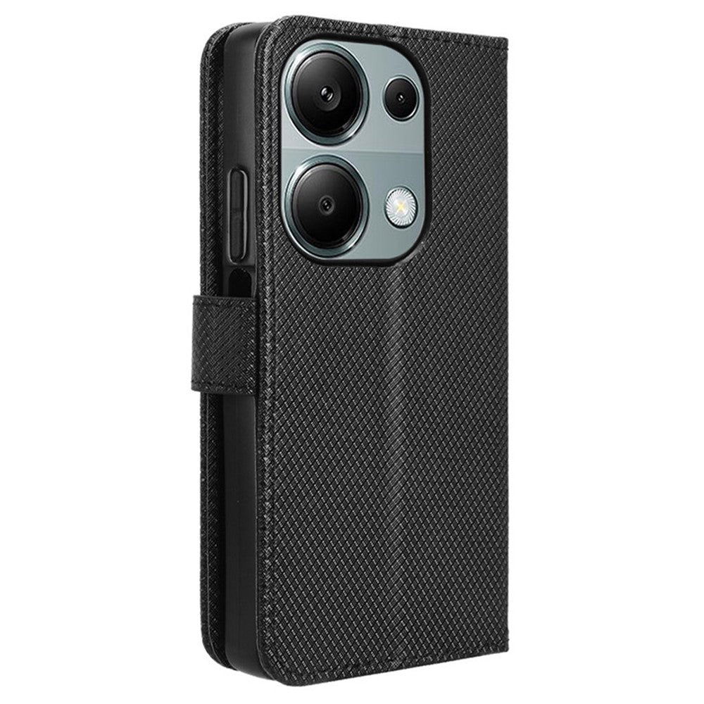 For Xiaomi Redmi Note 13 Pro 4G / Poco M6 Pro 4G / Note 14S 4G Leather Case Diamond Texture Flip Protective Phone Cover