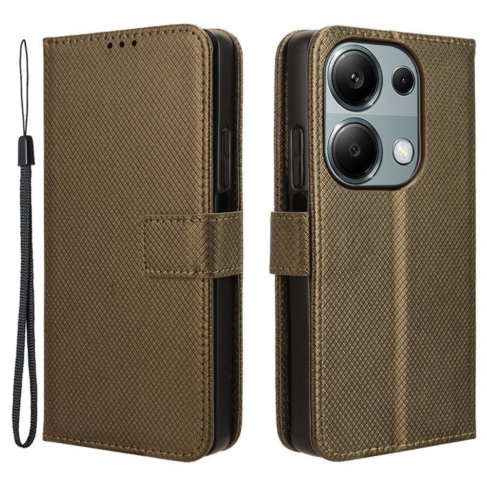 For Xiaomi Redmi Note 13 Pro 4G / Poco M6 Pro 4G / Note 14S 4G Leather Case Diamond Texture Flip Protective Phone Cover