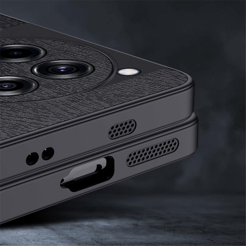 For OnePlus Ace 3 5G  /  12R 5G Case Wood Grain PU+PC+TPU Shockproof Phone Back Cover
