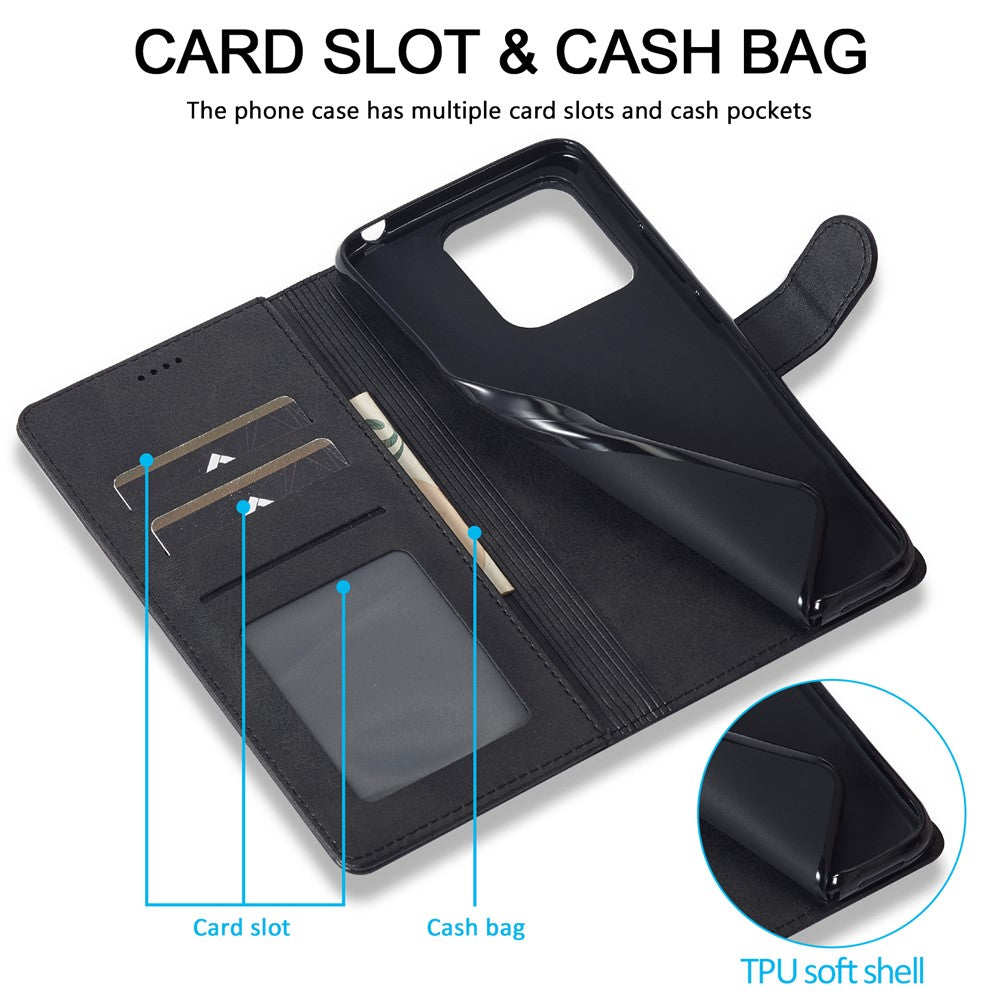 LC.IMEEKE For Xiaomi Redmi Note 13 4G Wallet Case Calf Texture Leather Folio Phone Cover