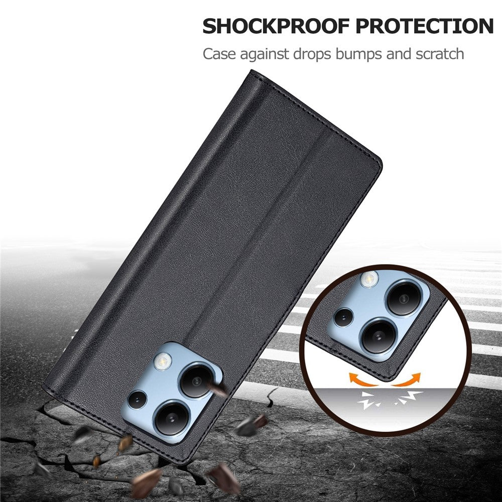 LC.IMEEKE For Xiaomi Redmi Note 13 4G Wallet Case Calf Texture Leather Folio Phone Cover