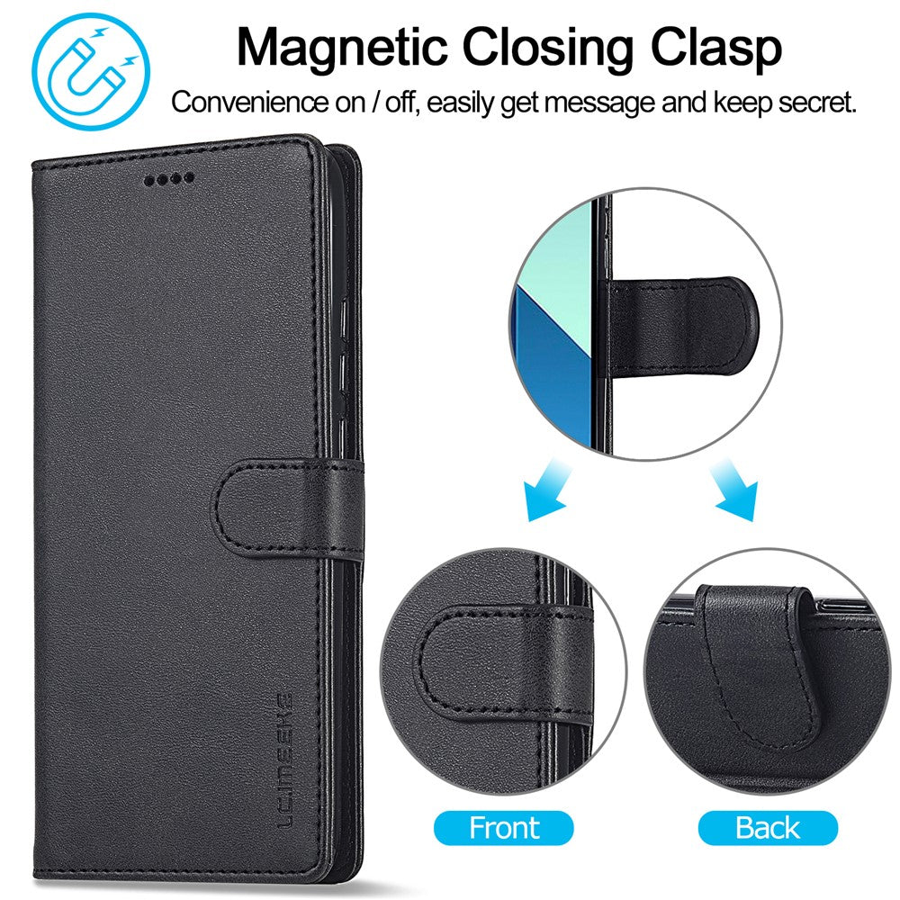 LC.IMEEKE For Xiaomi Redmi Note 13 4G Wallet Case Calf Texture Leather Folio Phone Cover