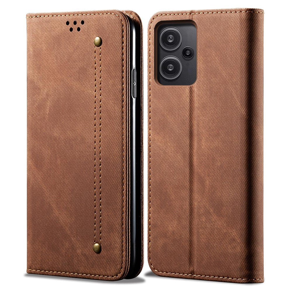For Xiaomi Redmi Note 13 Pro+ 5G Phone Case Jeans Cloth Texture Leather Cover