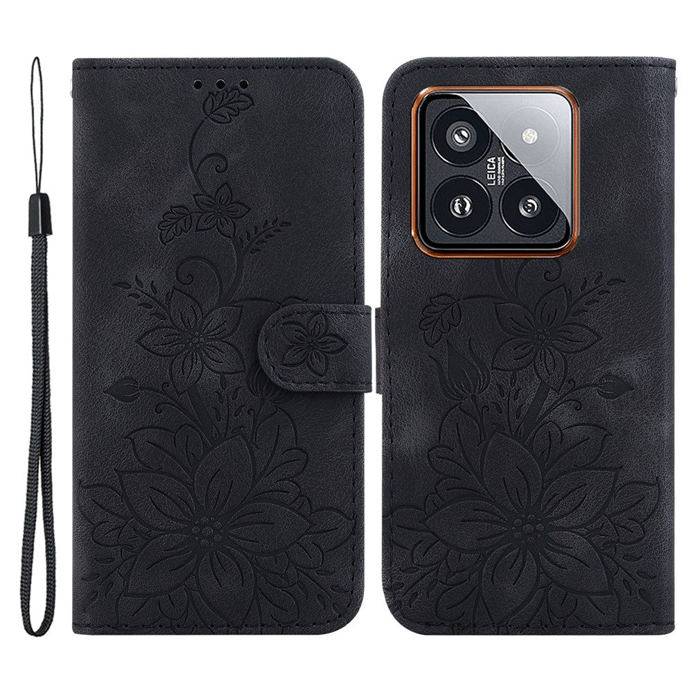 For Xiaomi 14 Pro Wallet Case Flower Imprinted Phone Cover