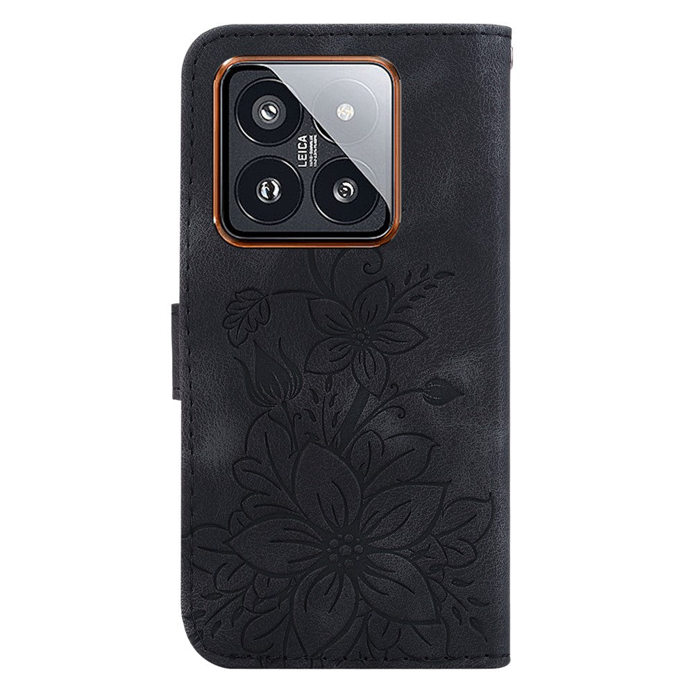 For Xiaomi 14 Pro Wallet Case Flower Imprinted Phone Cover