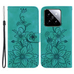 For Xiaomi 14 Leather Case Wallet Phone Cover Flower Pattern