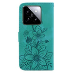 For Xiaomi 14 Leather Case Wallet Phone Cover Flower Pattern