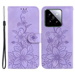 For Xiaomi 14 Leather Case Wallet Phone Cover Flower Pattern