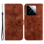 For Xiaomi 14 Leather Case Wallet Phone Cover Flower Pattern