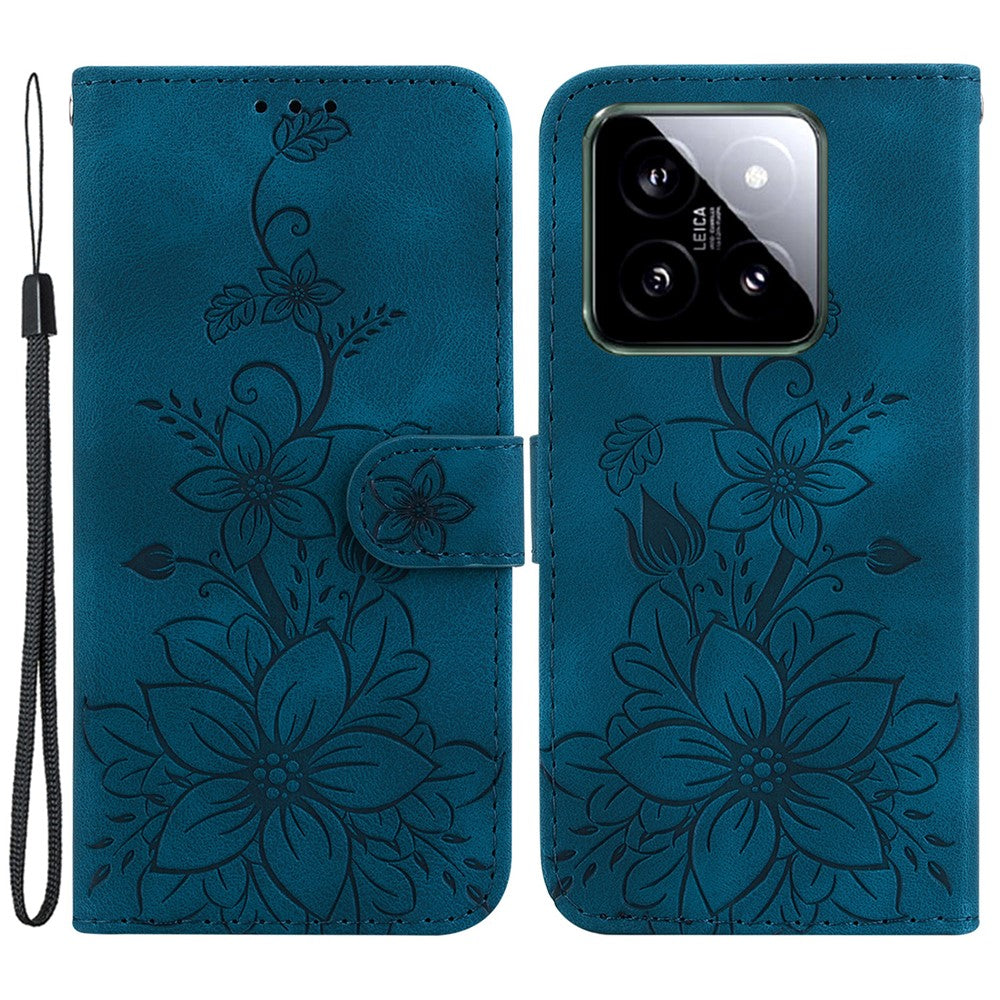 For Xiaomi 14 Leather Case Wallet Phone Cover Flower Pattern
