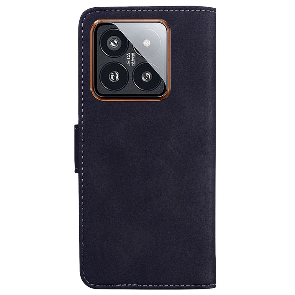For Xiaomi 14 Pro Case Leather Solid Color Flip Stand Phone Cover