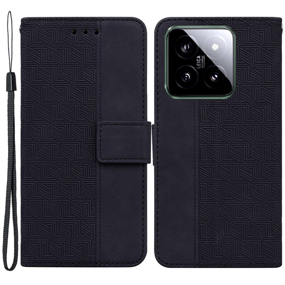 For Xiaomi 14 Case Geometry Pattern Imprinted Leather Phone Cover