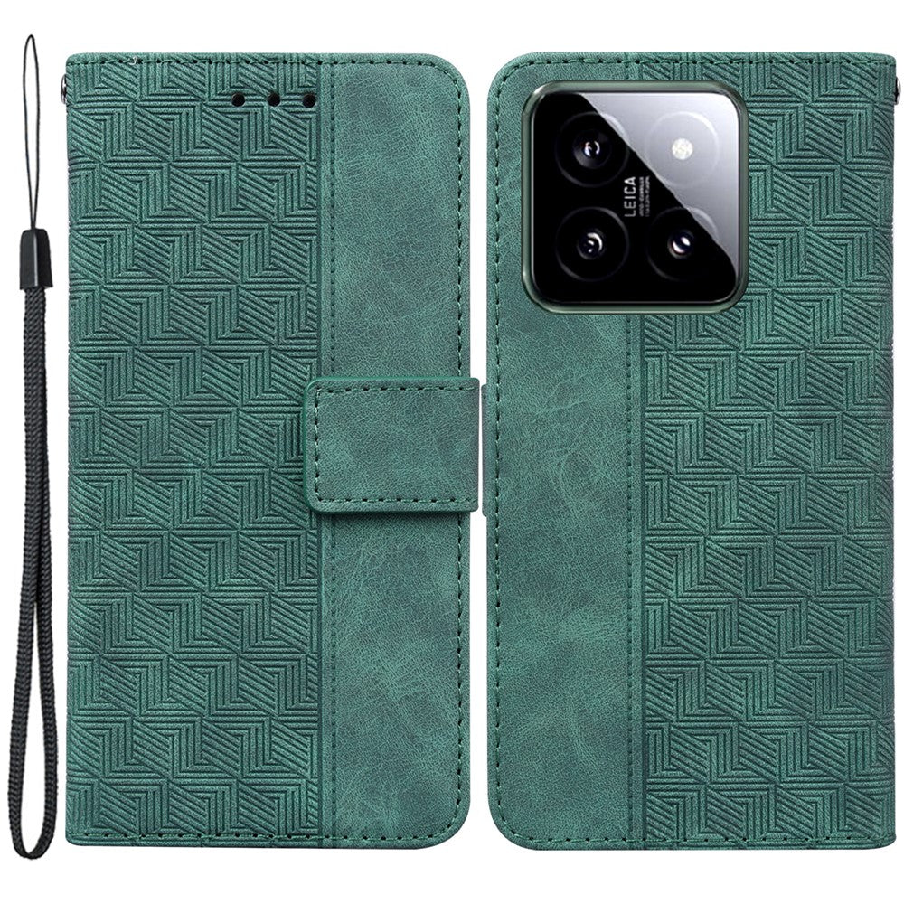 For Xiaomi 14 Case Geometry Pattern Imprinted Leather Phone Cover