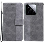For Xiaomi 14 Case Geometry Pattern Imprinted Leather Phone Cover