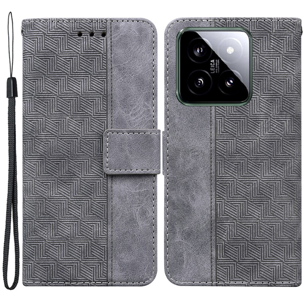 For Xiaomi 14 Case Geometry Pattern Imprinted Leather Phone Cover