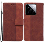 For Xiaomi 14 Case Geometry Pattern Imprinted Leather Phone Cover