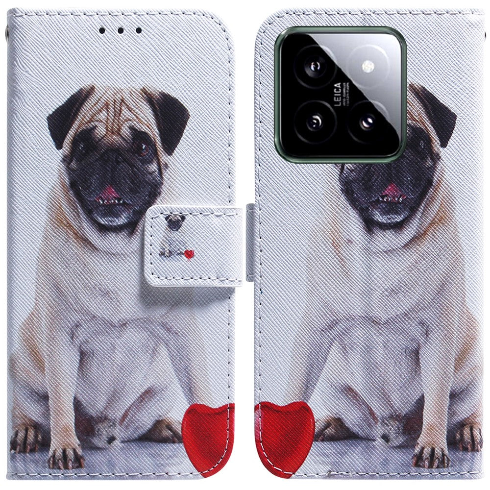 For Xiaomi 14 Leather Case Pattern Printing Phone Wallet Cover