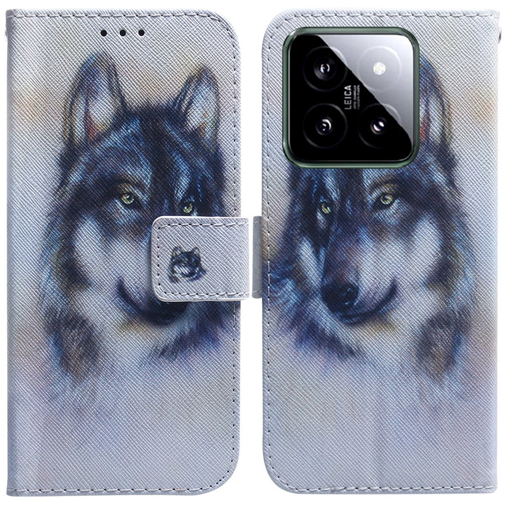 For Xiaomi 14 Leather Case Pattern Printing Phone Wallet Cover