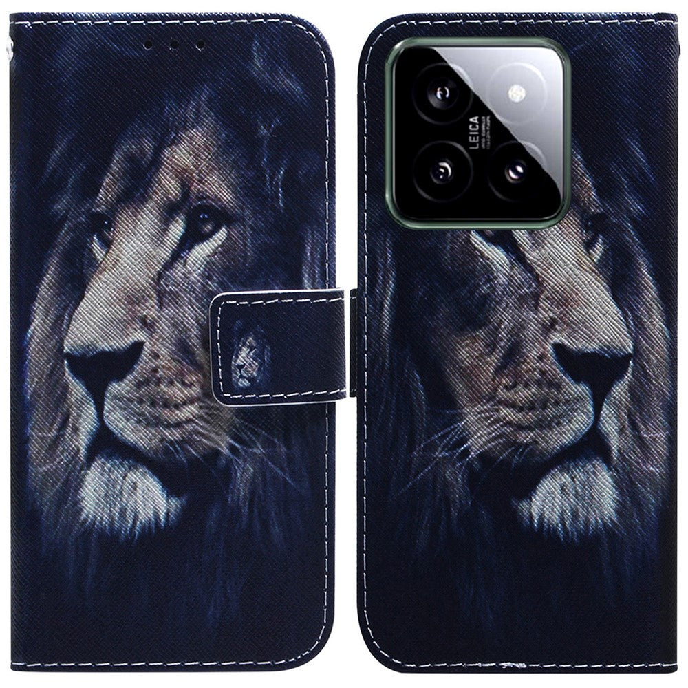 For Xiaomi 14 Leather Case Pattern Printing Phone Wallet Cover