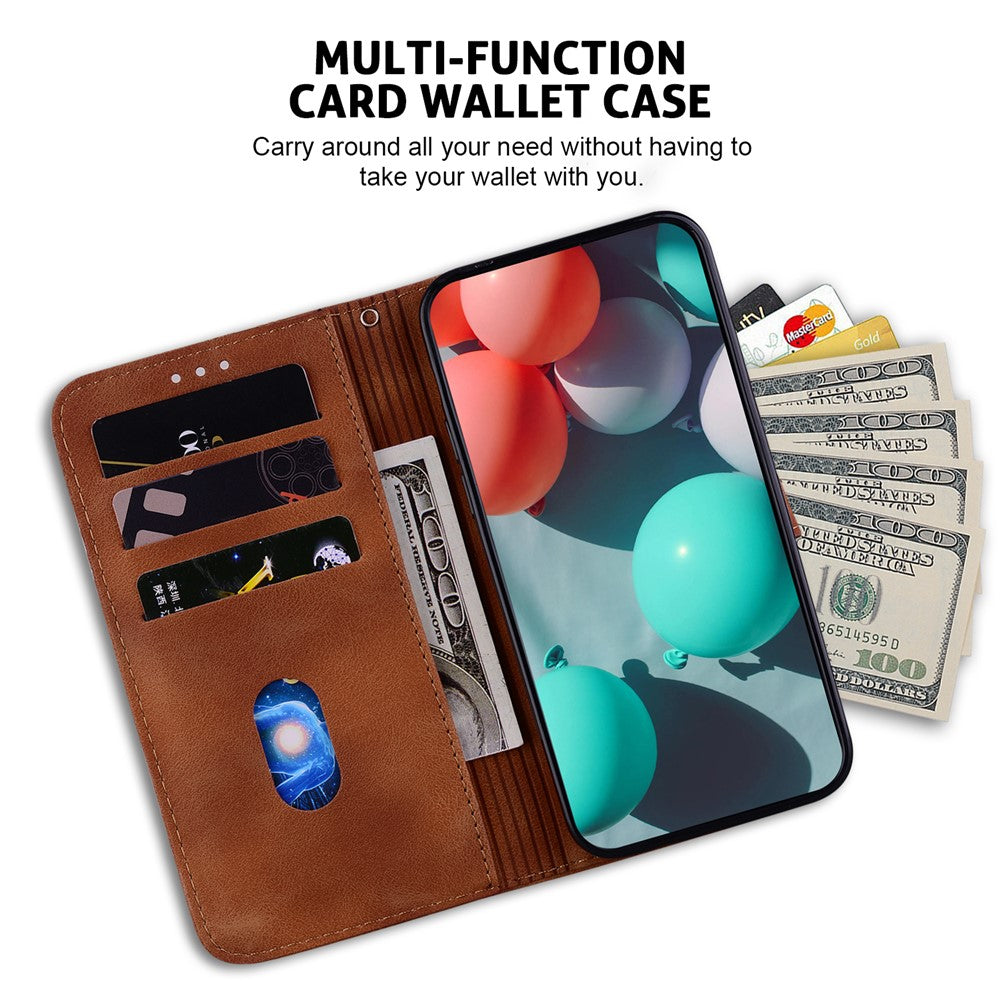 For Xiaomi 14 Cell Phone Case Imprinted 7-Shape Pattern Flip Leather Wallet Cover