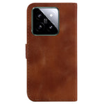 For Xiaomi 14 Cell Phone Case Imprinted 7-Shape Pattern Flip Leather Wallet Cover
