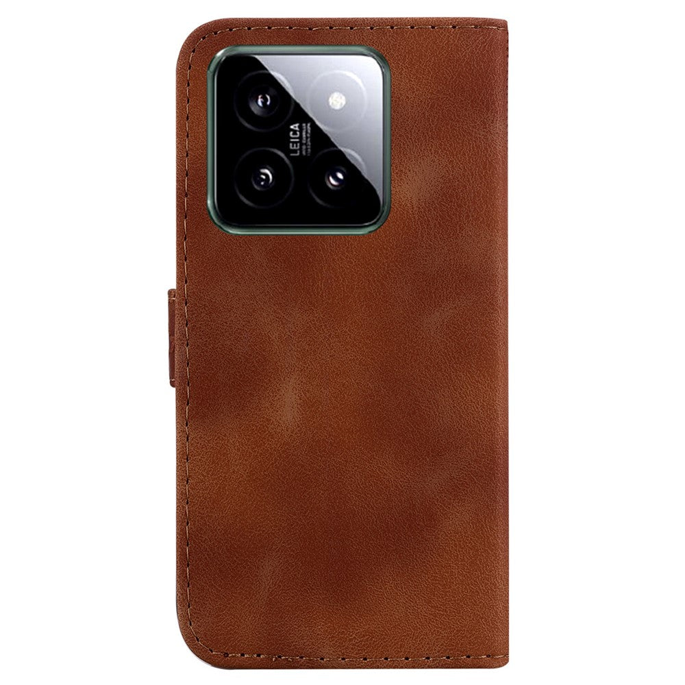 For Xiaomi 14 Cell Phone Case Imprinted 7-Shape Pattern Flip Leather Wallet Cover