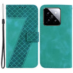 For Xiaomi 14 Cell Phone Case Imprinted 7-Shape Pattern Flip Leather Wallet Cover