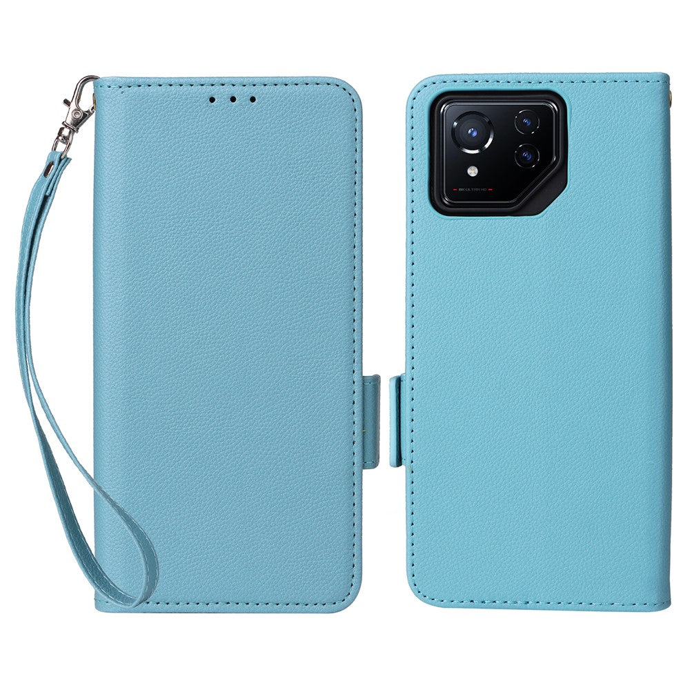 For Asus ROG Phone 8 5G / ROG Phone 8 Pro 5G Case with Wrist Strap Litchi Texture PU Leather Wallet Phone Cover