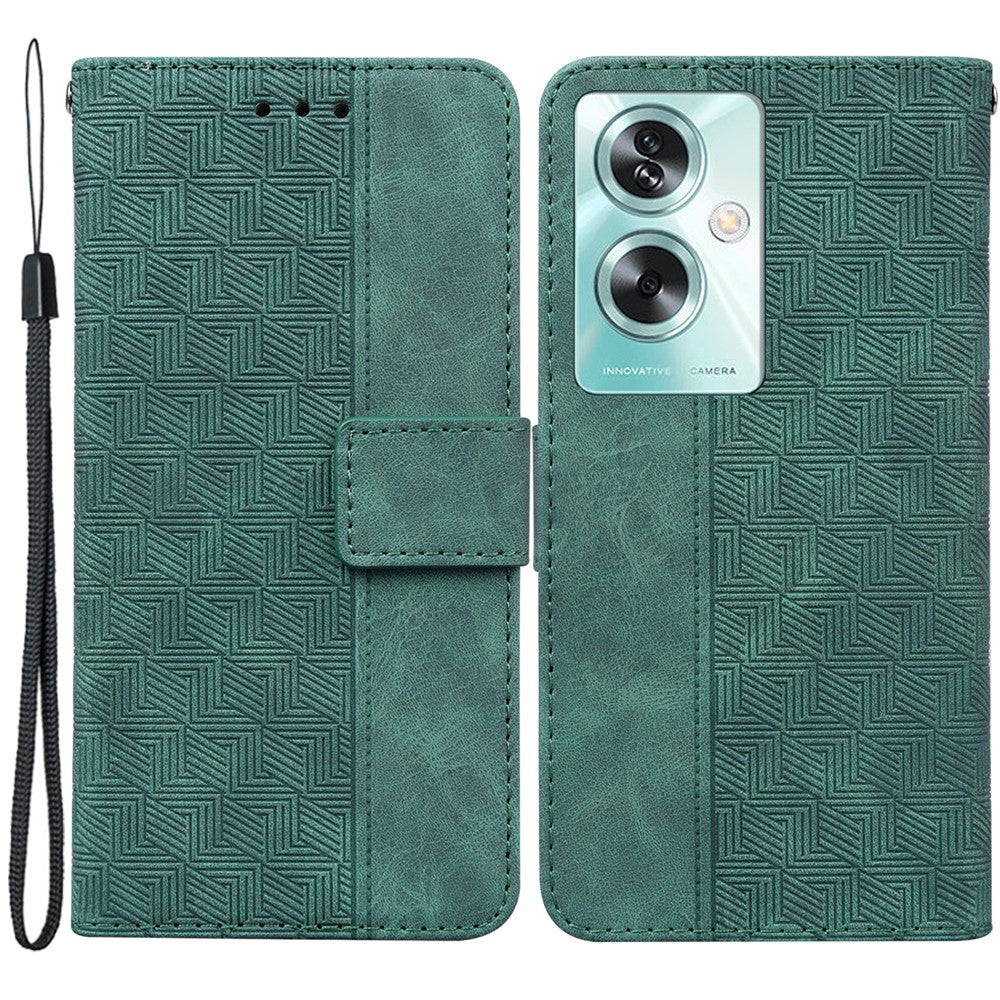 For Oppo A79 5G / A2 5G Cell Phone Case Geometry Imprinted Anti-shock Leather Wallet Cover