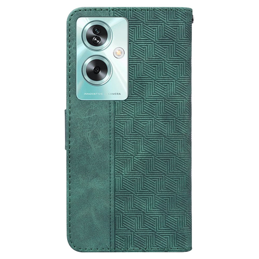 For Oppo A79 5G / A2 5G Cell Phone Case Geometry Imprinted Anti-shock Leather Wallet Cover