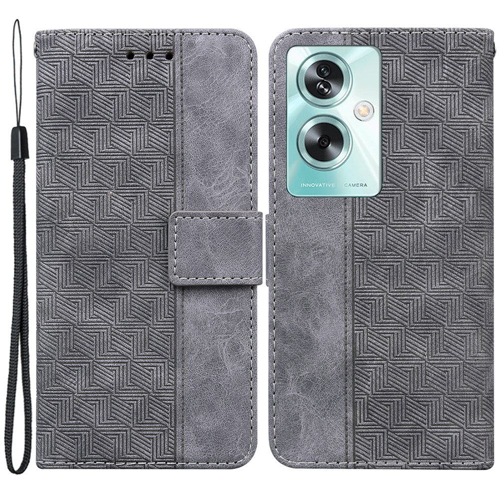 For Oppo A79 5G / A2 5G Cell Phone Case Geometry Imprinted Anti-shock Leather Wallet Cover