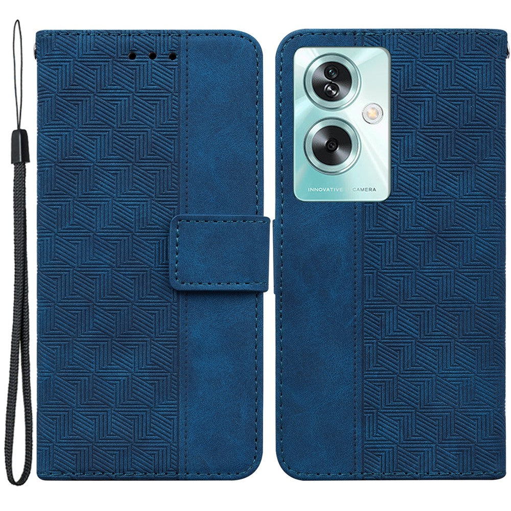 For Oppo A79 5G / A2 5G Cell Phone Case Geometry Imprinted Anti-shock Leather Wallet Cover