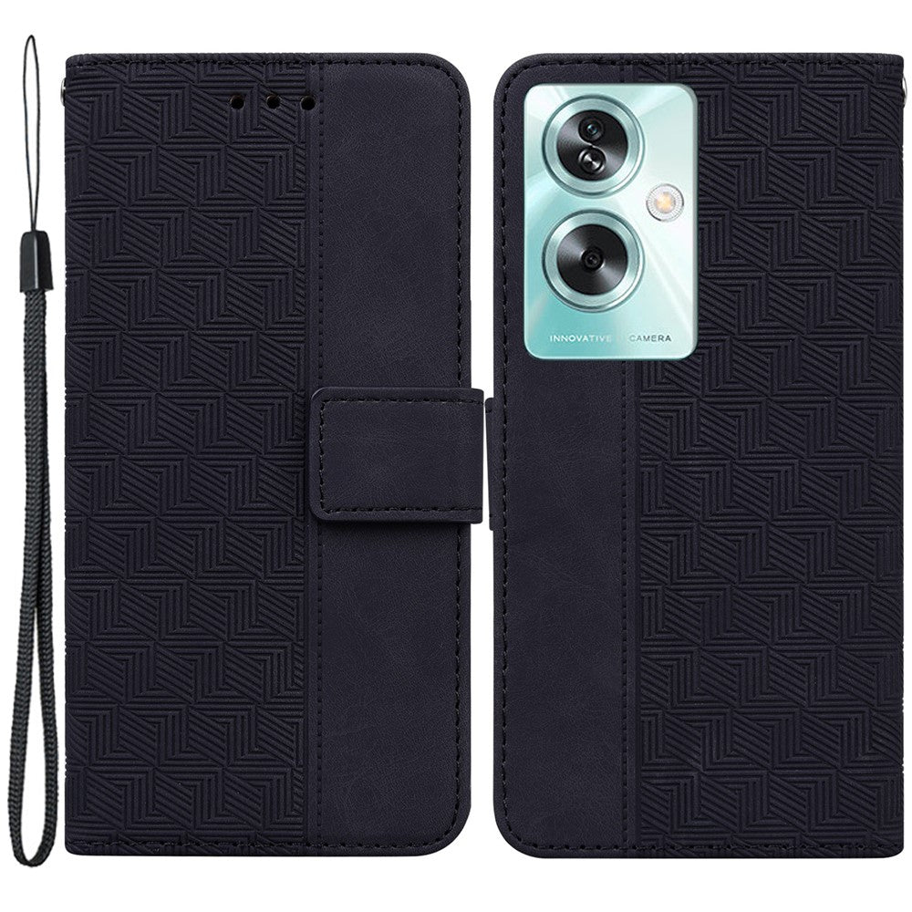 For Oppo A79 5G / A2 5G Cell Phone Case Geometry Imprinted Anti-shock Leather Wallet Cover