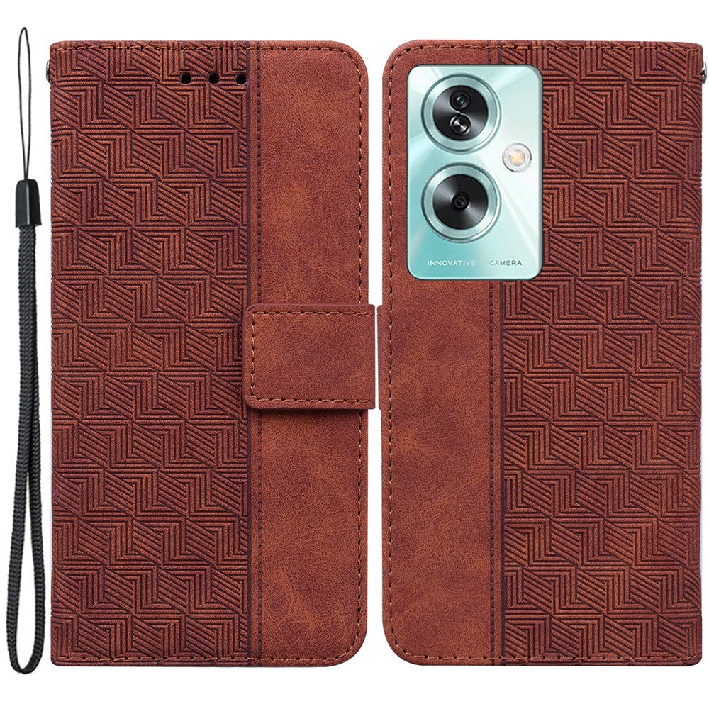 For Oppo A79 5G / A2 5G Cell Phone Case Geometry Imprinted Anti-shock Leather Wallet Cover