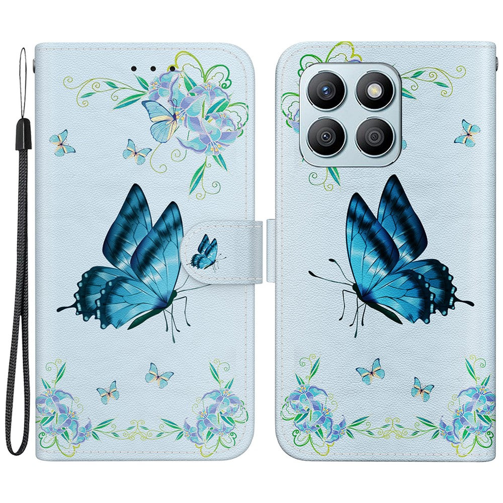 Til Honor X8b 4G Telefoncover med Tryk Mønster Pung Læder Etui