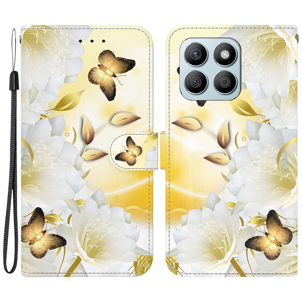 Til Honor X8b 4G Telefoncover med Tryk Mønster Pung Læder Etui
