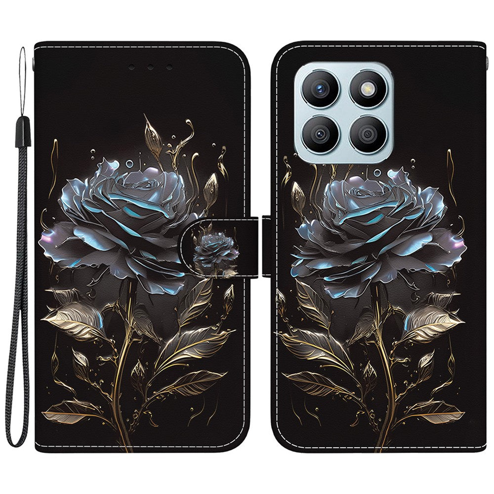 Til Honor X8b 4G Telefoncover med Tryk Mønster Pung Læder Etui
