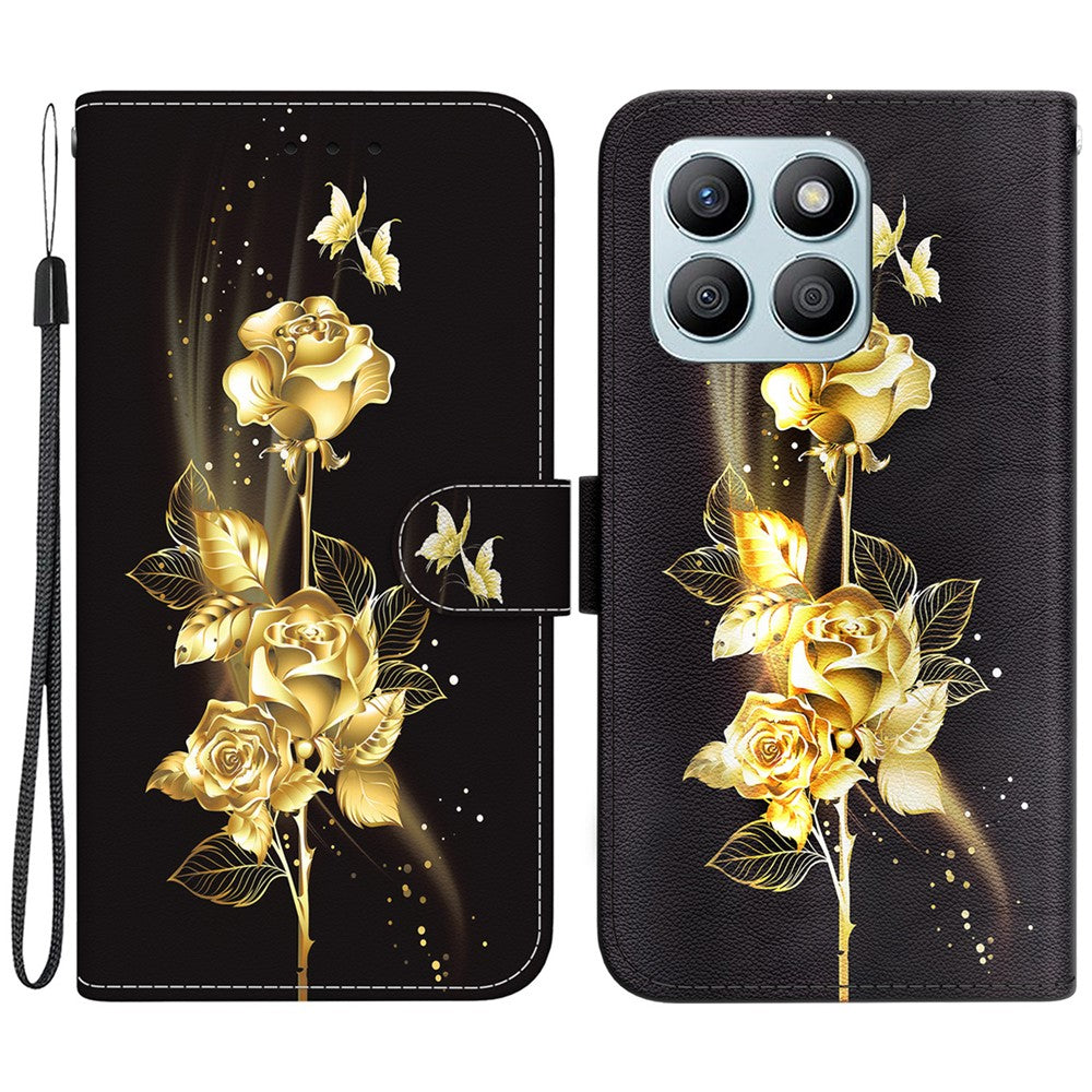 Til Honor X8b 4G Telefoncover med Tryk Mønster Pung Læder Etui