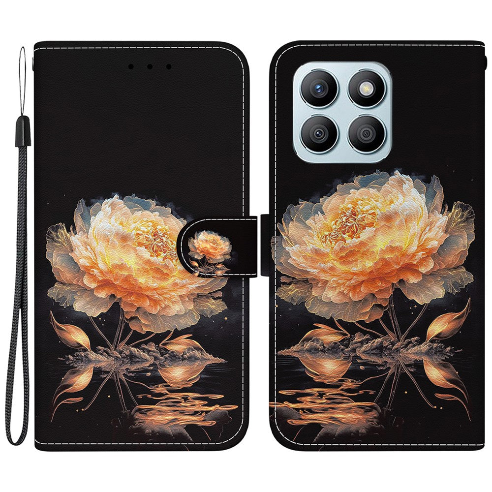 Til Honor X8b 4G Telefoncover med Tryk Mønster Pung Læder Etui