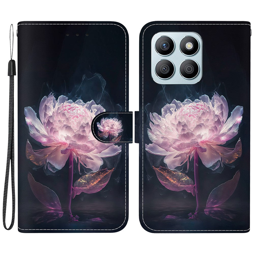 Til Honor X8b 4G Telefoncover med Tryk Mønster Pung Læder Etui
