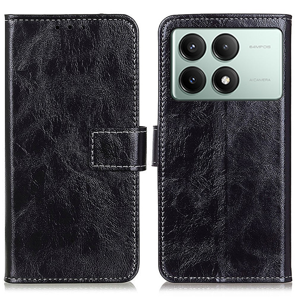 For Xiaomi Redmi K70E 5G / Poco X6 Pro 5G Case Retro Crazy Horse Texture PU Leather Wallet Phone Cover